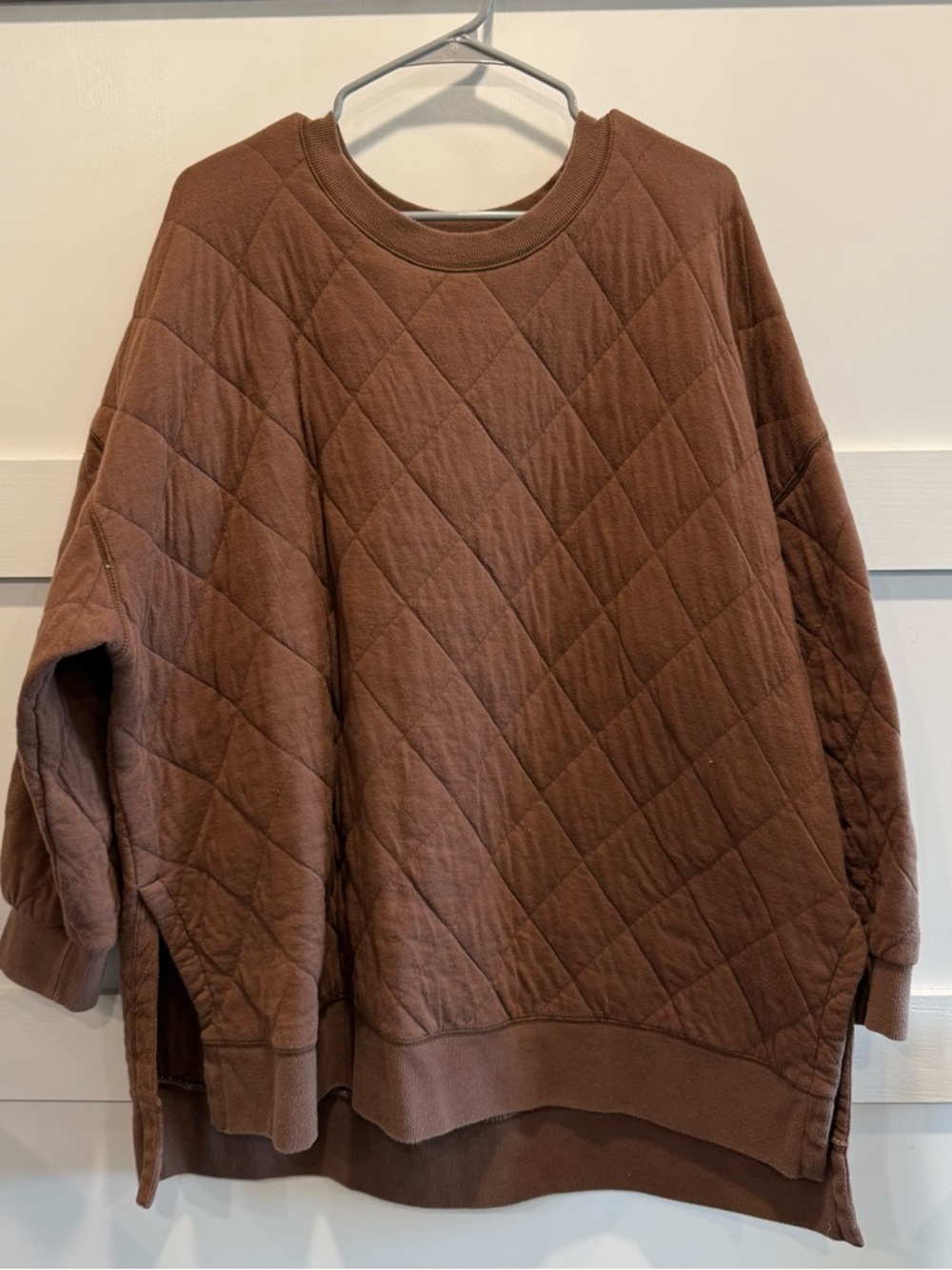 Old Navy Brown Quilted Crewneck Sweater